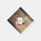 Monogrammed Rustic Wood Vintage Flowers Servet (Hoek)