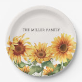 Monogrammed Rustic Yellow Sunflower Garden Papieren Bordje (Voorkant)
