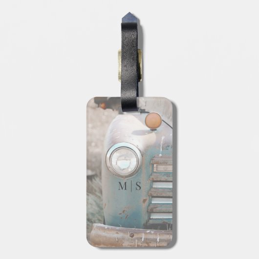 Monogrammed rustieke en landelijke pick-up bagagelabel (Achterkant verticaal)