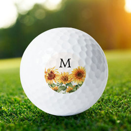 Monogrammed Rustieke Gele Zonnebloem Tuin Golfballen