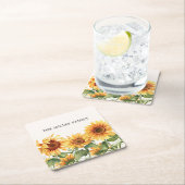 Monogrammed Rustieke Gele Zonnebloem Tuin Kartonnen Onderzetters (Insitu)
