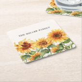 Monogrammed Rustieke Gele Zonnebloem Tuin Kartonnen Onderzetters (Schuin)