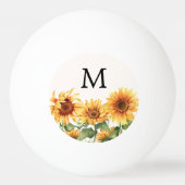 Monogrammed Rustieke Gele Zonnebloem Tuin Pingpongbal (Achterkant)