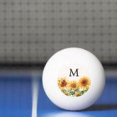 Monogrammed Rustieke Gele Zonnebloem Tuin Pingpongbal (Net)