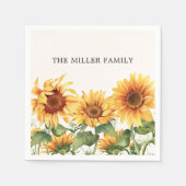 Monogrammed Rustieke Gele Zonnebloem Tuin Servet (Voorkant)