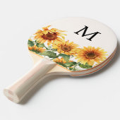 Monogrammed Rustieke Gele Zonnebloem Tuin Tafeltennisbatje (Voorkant Gekanteld)