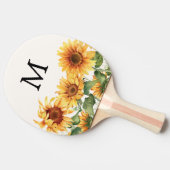 Monogrammed Rustieke Gele Zonnebloem Tuin Tafeltennisbatje (Zijkant)