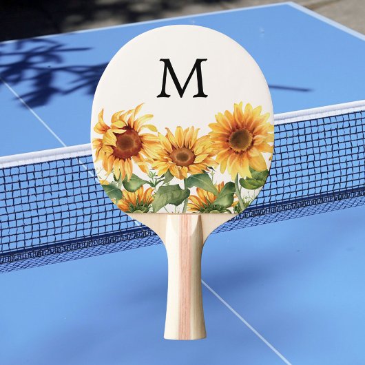 Monogrammed Rustieke Gele Zonnebloem Tuin Tafeltennisbatje