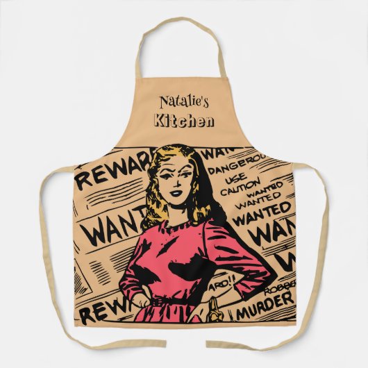 Monogrammed rustige retro keukenchef Woman Schort (Voorkant)