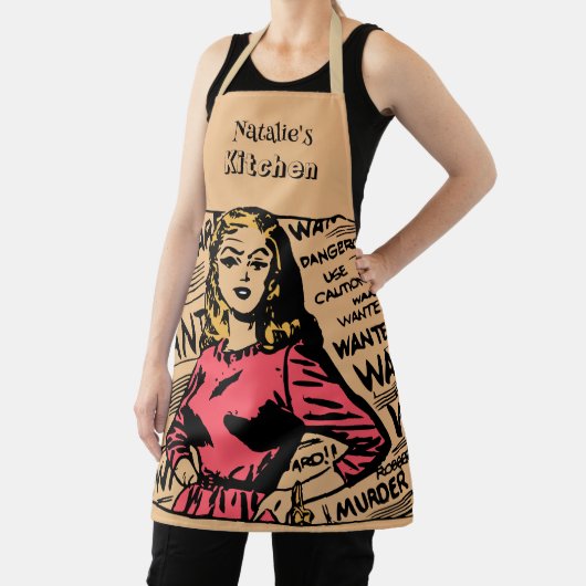 Monogrammed rustige retro keukenchef Woman Schort (Insitu)