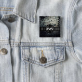 Monogrammed rustmetal vierkante button 5,1 cm (In situ)