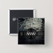 Monogrammed rustmetal vierkante button 5,1 cm (Voorkant /achterkant)