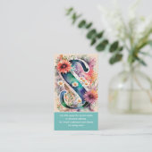 Monogrammed S Daisy Floral Waterverf Logo Visitekaartje (Staand voorkant)