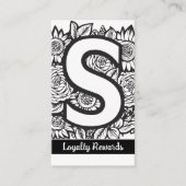Monogrammed S Floral Zwart-wit Bedrijf Logo Visitekaartje (Voorkant)
