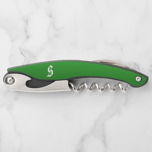 Monogrammed "S" Green Gradient Waiter's Corkschroe Kurkentrekker (Voorkant)