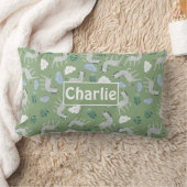 Monogrammed safari patroon voor het zoemen groen kussen (Deken)