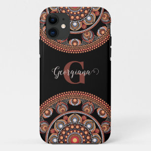 Monogrammed Safari Sunset Bohemian Dot Mandala Case-Mate iPhone Case