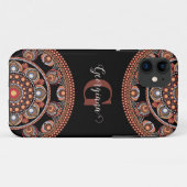 Monogrammed Safari Sunset Bohemian Dot Mandala Case-Mate iPhone Case (Achterkant (horizontaal))
