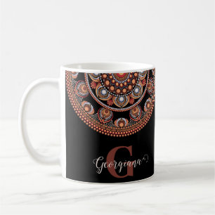 Monogrammed Safari Sunset Bohemian Dot Mandala Koffiemok