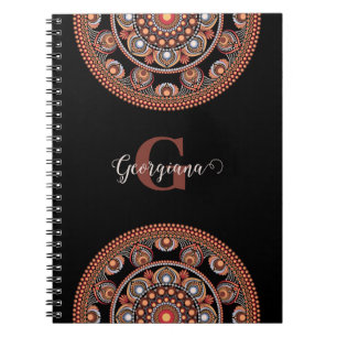 Monogrammed Safari Sunset Bohemian Dot Mandala Notitieboek