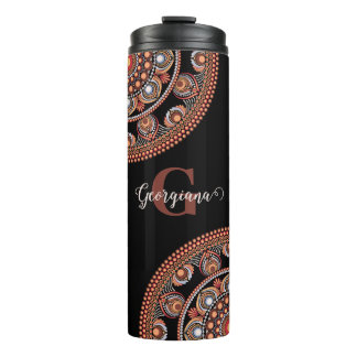 Monogrammed Safari Sunset Bohemian Dot Mandala Thermosbeker