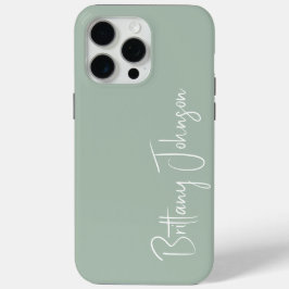 Monogrammed Sage Green iPhone 15 Pro Max Hoesje