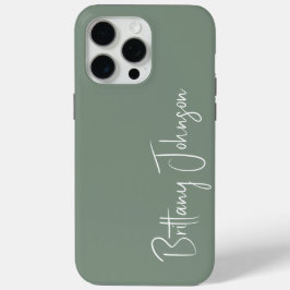 Monogrammed Sage Green iPhone 15 Pro Max Hoesje