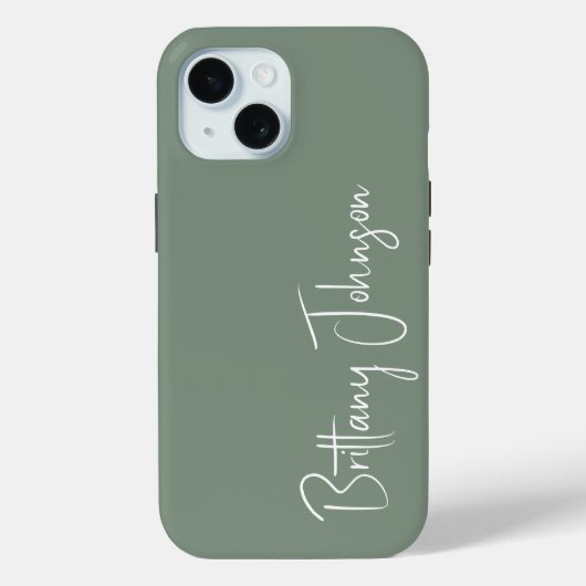 Monogrammed Sage Green Case-Mate iPhone Case (Achterkant)