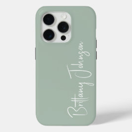Monogrammed Sage Green iPhone 15 Pro Case
