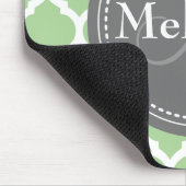 Monogrammed Sage Green & Grey Quatrefoil Muismat (Hoek)