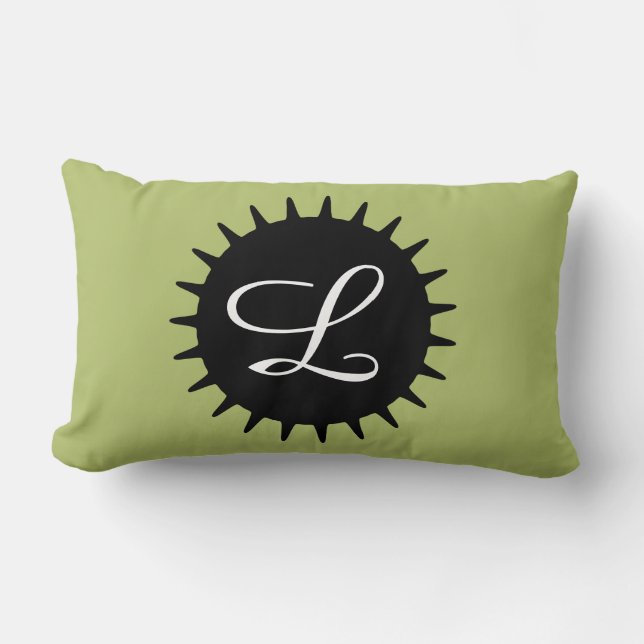 Monogrammed Sage Green  Kussen (Voorkant)