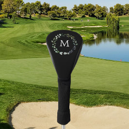 Monogrammed Sage Green Leaves Greenery Krans Golfheadcover