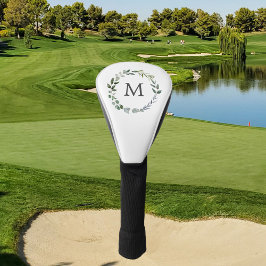 Monogrammed Sage Green Leaves Greenery Krans Golfheadcover