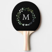 Monogrammed Sage Green Leaves Greenery Krans Tafeltennisbatje (Voorkant)