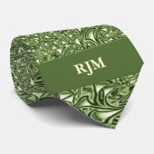 Monogrammed Sage Green Paisley stropdas (Opgerold)