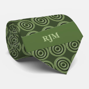 Monogrammed Sage Groene Cirkels Necktie Stropdas