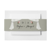 Monogrammed Sage w/Rozen Wedding Belly Band Uitnodigingen Wikkel (Voorkant Voorbeeld)
