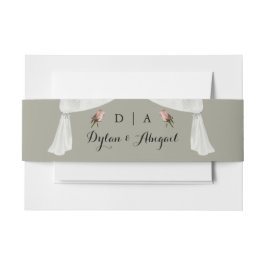 Monogrammed Sage w/Rozen Wedding Belly Band Uitnodigingen Wikkel