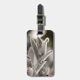 Monogrammed salie groen succulent met bruine tips bagagelabel