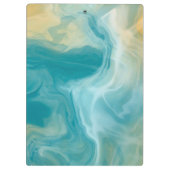 Monogrammed Sandy Brown Ocean Blue Fluid Art Klembord (Achterkant)