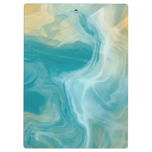 Monogrammed Sandy Brown Ocean Blue Fluid Art Klembord (Achterkant)