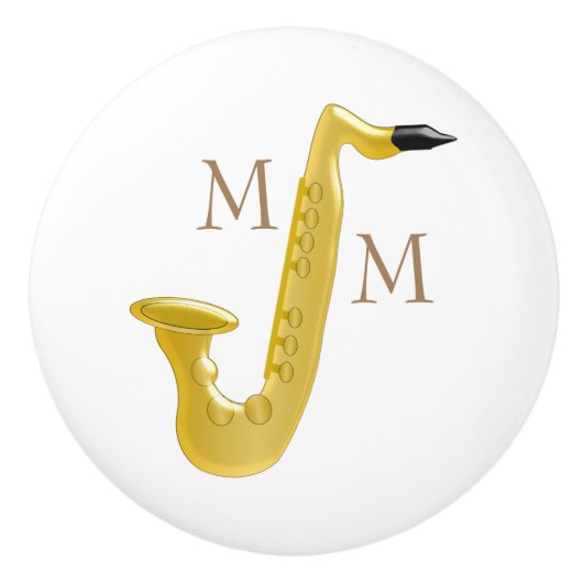 Monogrammed Saxophone Keramische Knop (Voorkant)