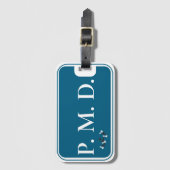 Monogrammed Schaakthema Blauwgroen & Wit Bagagelab Bagagelabel (Voorkant (verticaal))