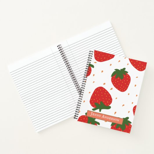 Monogrammed schattig patroon aardbeien meisjes mod notitieboek (Binnen)