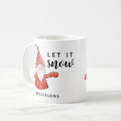 Monogrammed Schattige Gnome Christmas Laat het sne Koffiemok (Voorkant links)