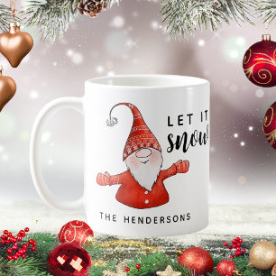 Monogrammed Schattige Gnome Christmas Laat het sne Koffiemok