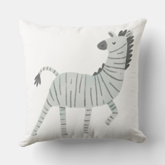 Monogrammed schattige zebra crèche decor white gri kussen (Achterkant)