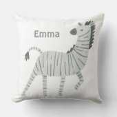 Monogrammed schattige zebra crèche decor white gri kussen (Voorkant)