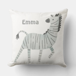 Monogrammed schattige zebra crèche decor white gri kussen