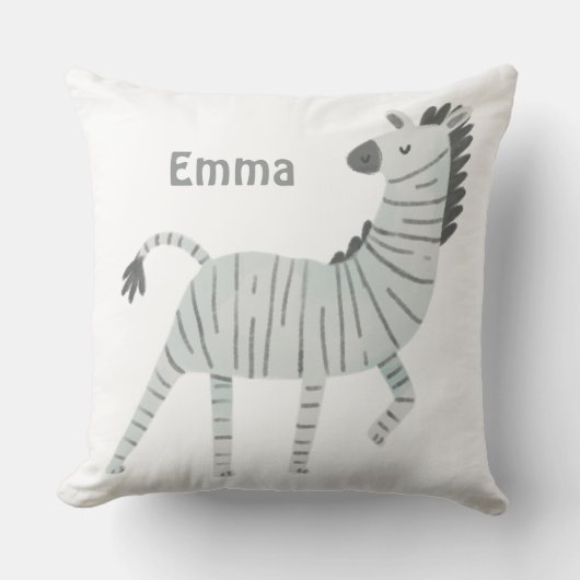 Monogrammed schattige zebra crèche decor white gri kussen (Voorkant)
